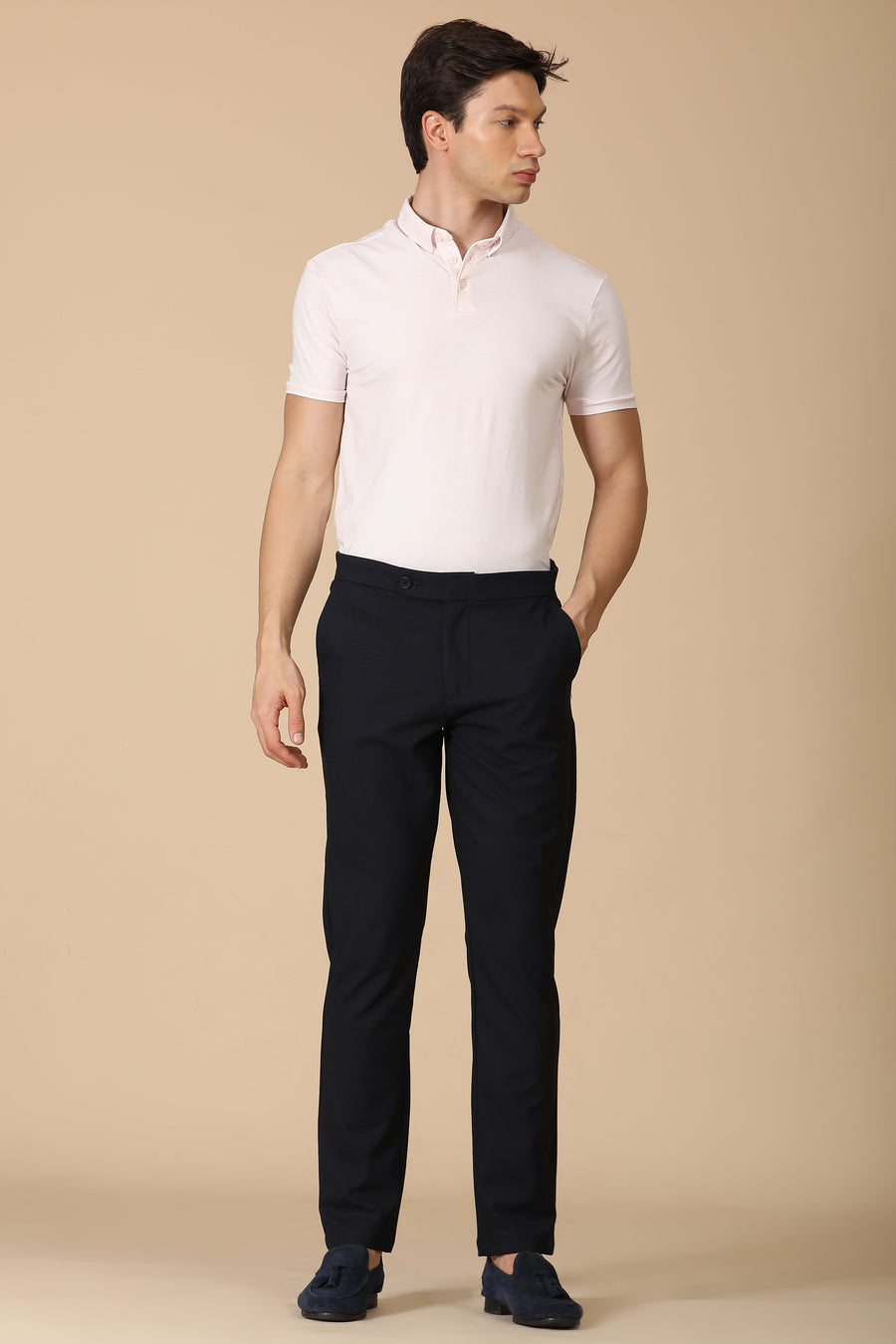 Minimal - Checkered Formal Trouser - Navy