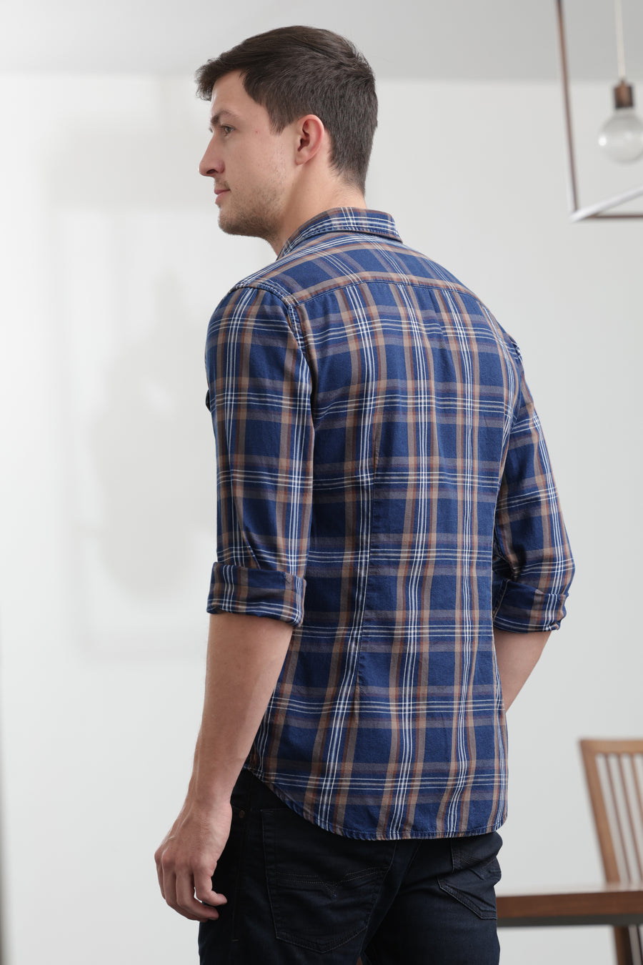 Sinson - Indigo Check Shirt - Khaki