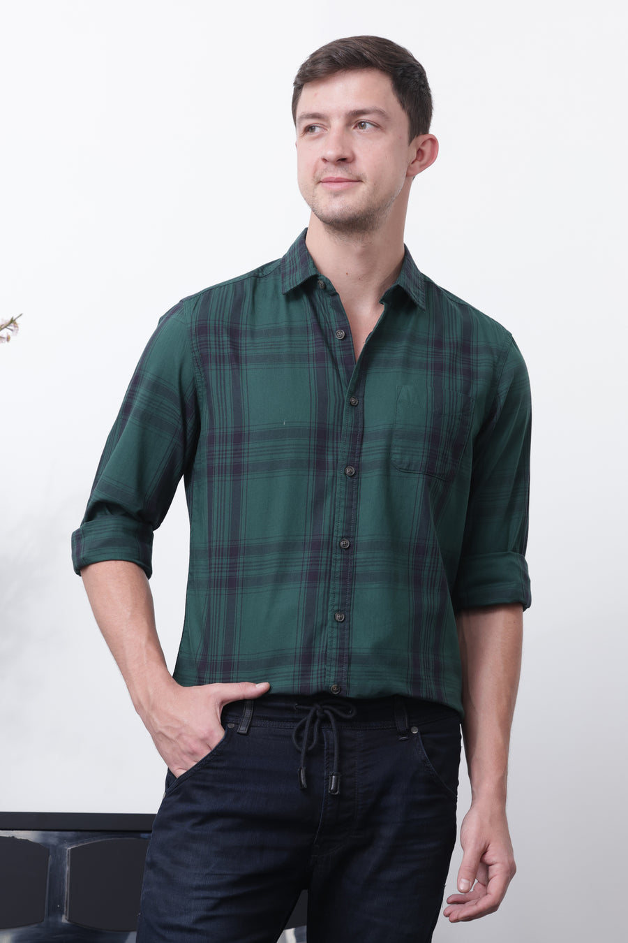Francis - Engineered Plaid Shirt - Green