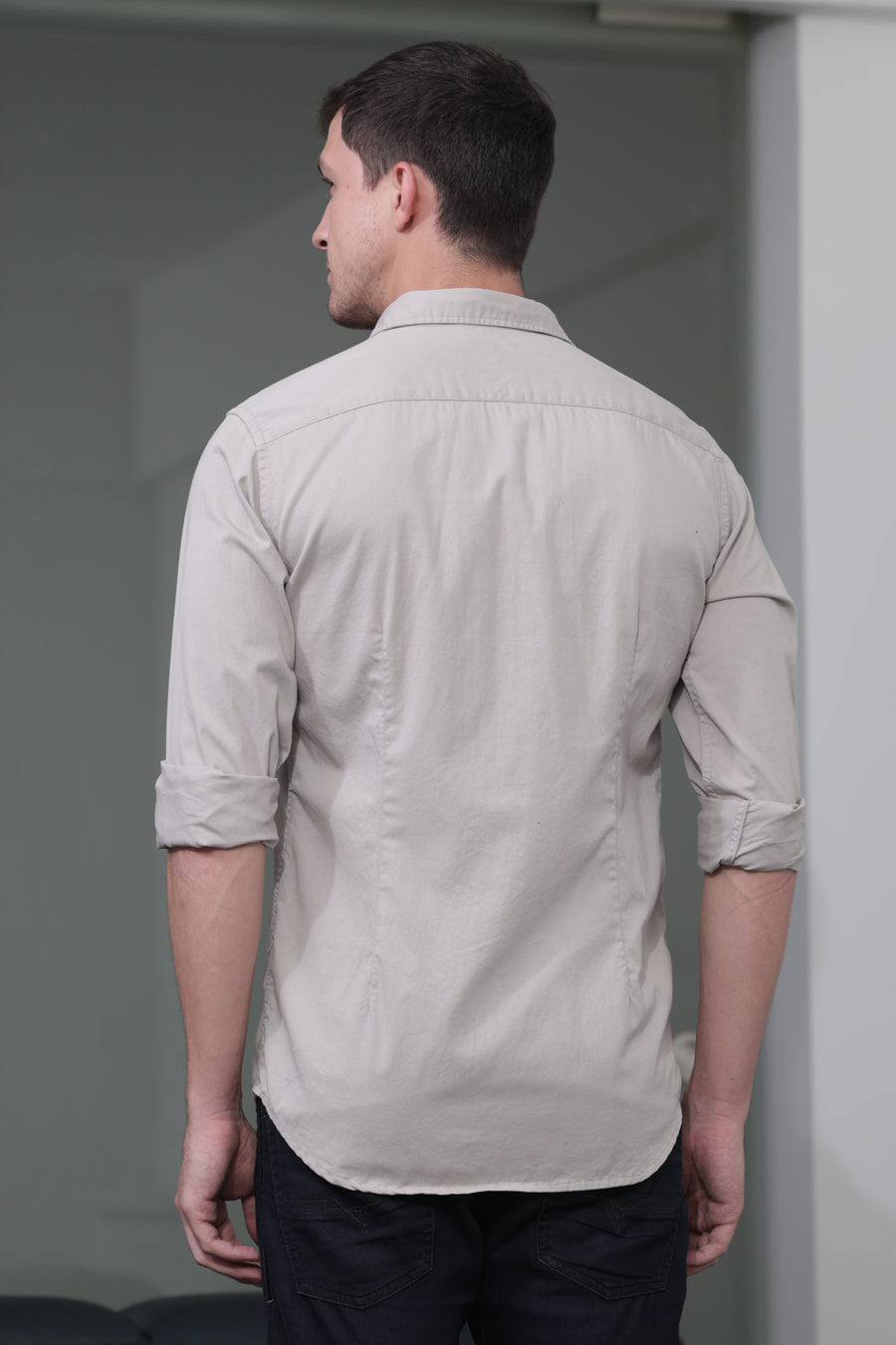 Tokyo - Plain shirt with double pocket - Grey