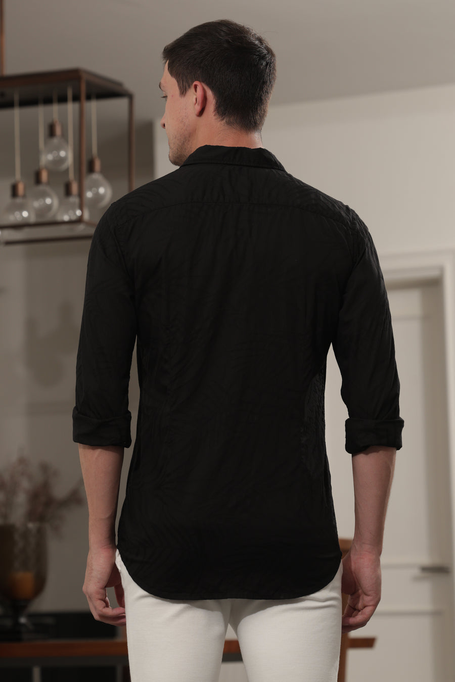 Olaf - Textured Printed Shirt - Black