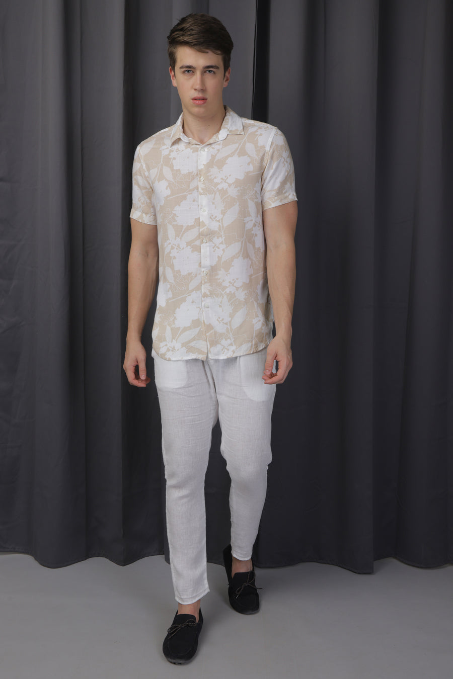 Magnus - Floral Printed Shirt - Beige