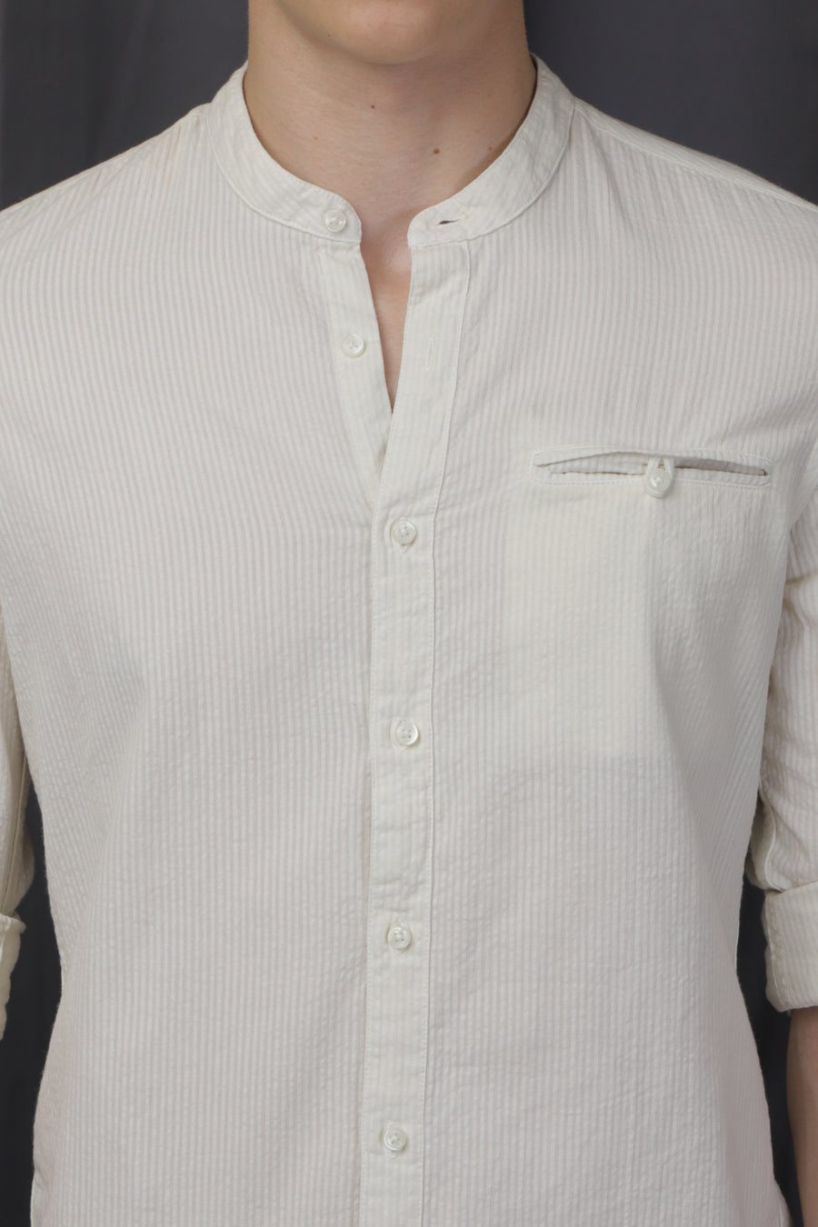 Elite - Welt Pocket Seersucker Shirt - Off White
