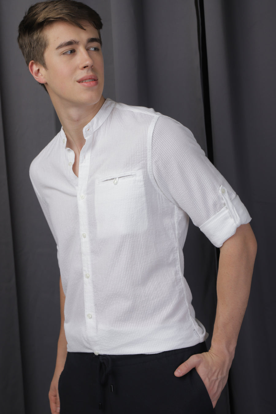 Elite - Welt Pocket Seersucker Shirt - White