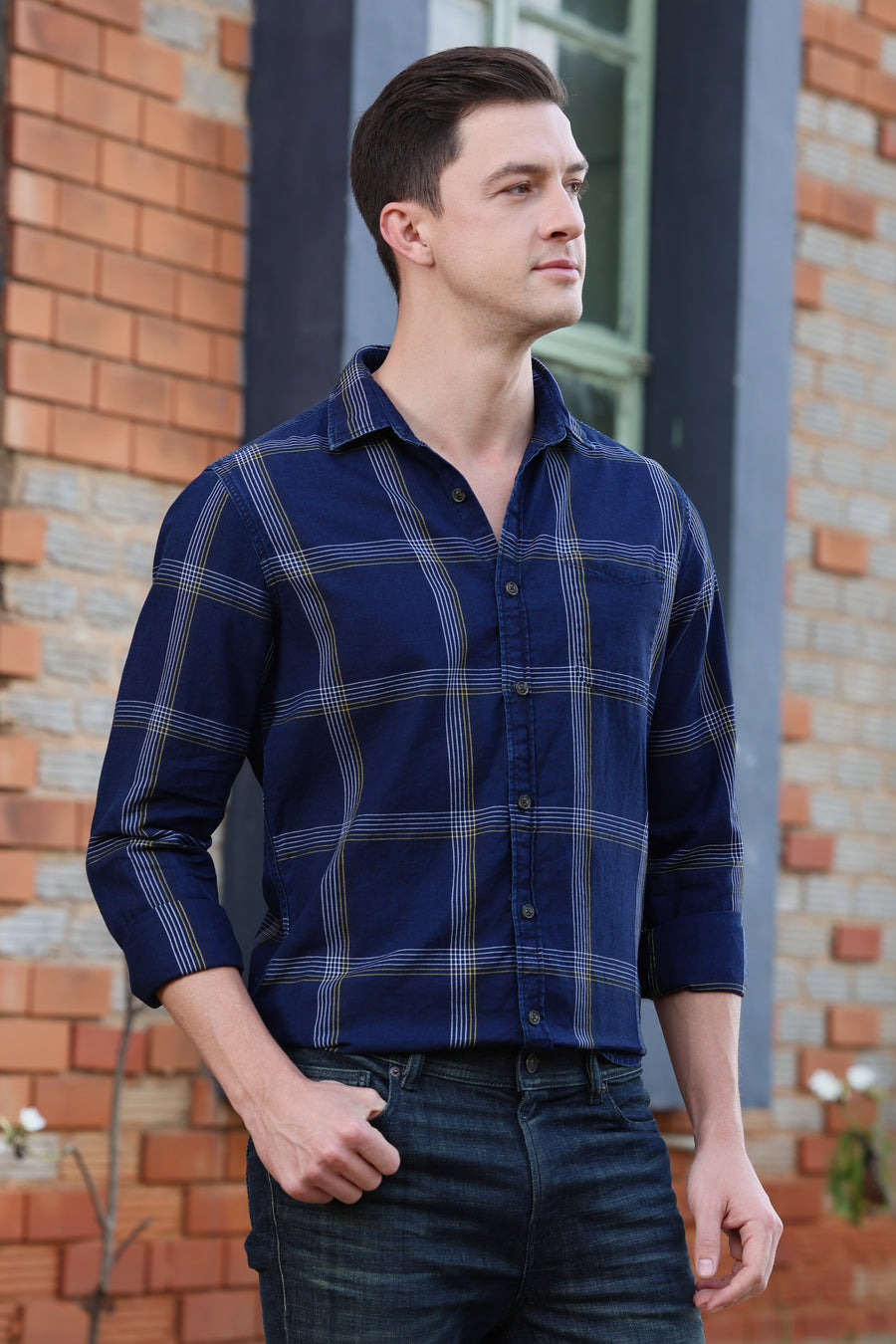 Clear - Indigo Check Shirt - Navy