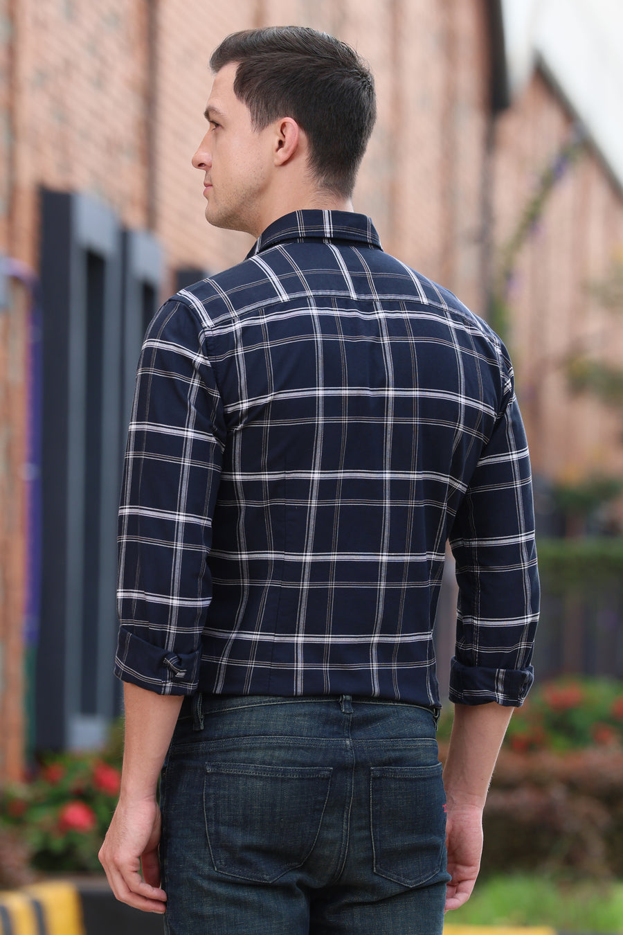 Fickle - Oxford Check Shirt - Navy