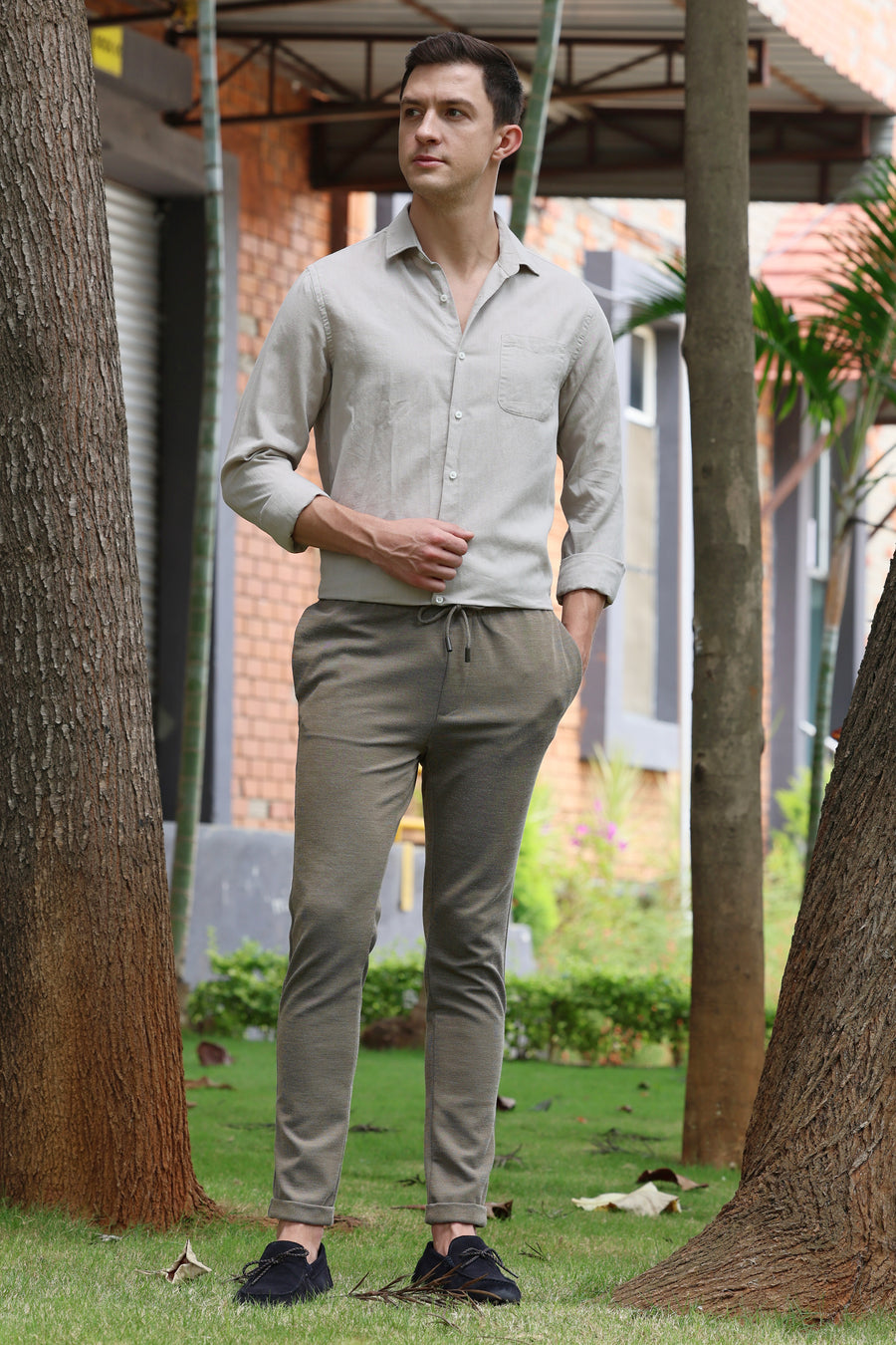 Viggo - Linen Cotton Solid Shirt - Beige