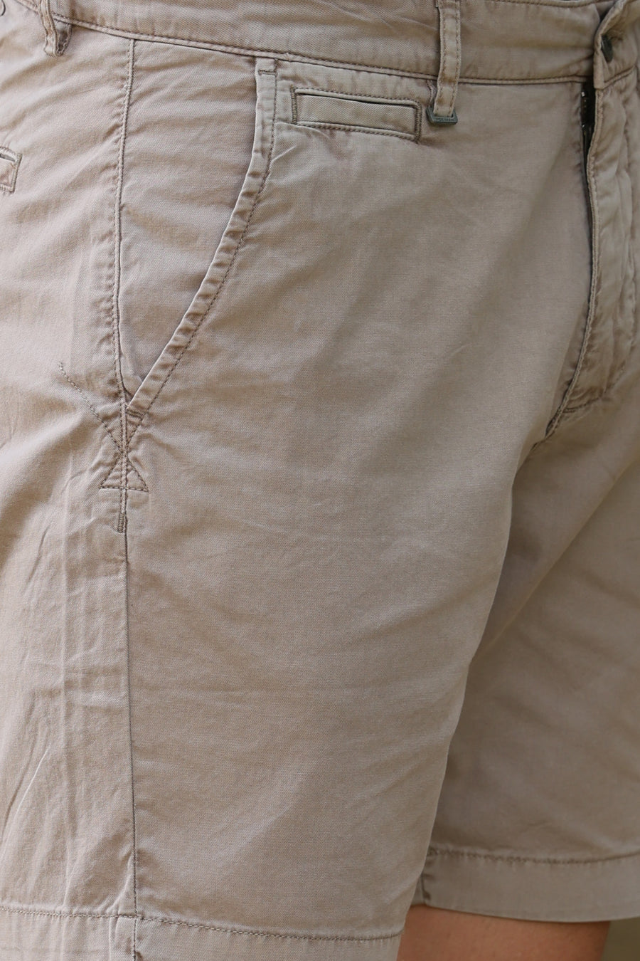 Scarlar - Detailed Cotton Shorts - Khaki