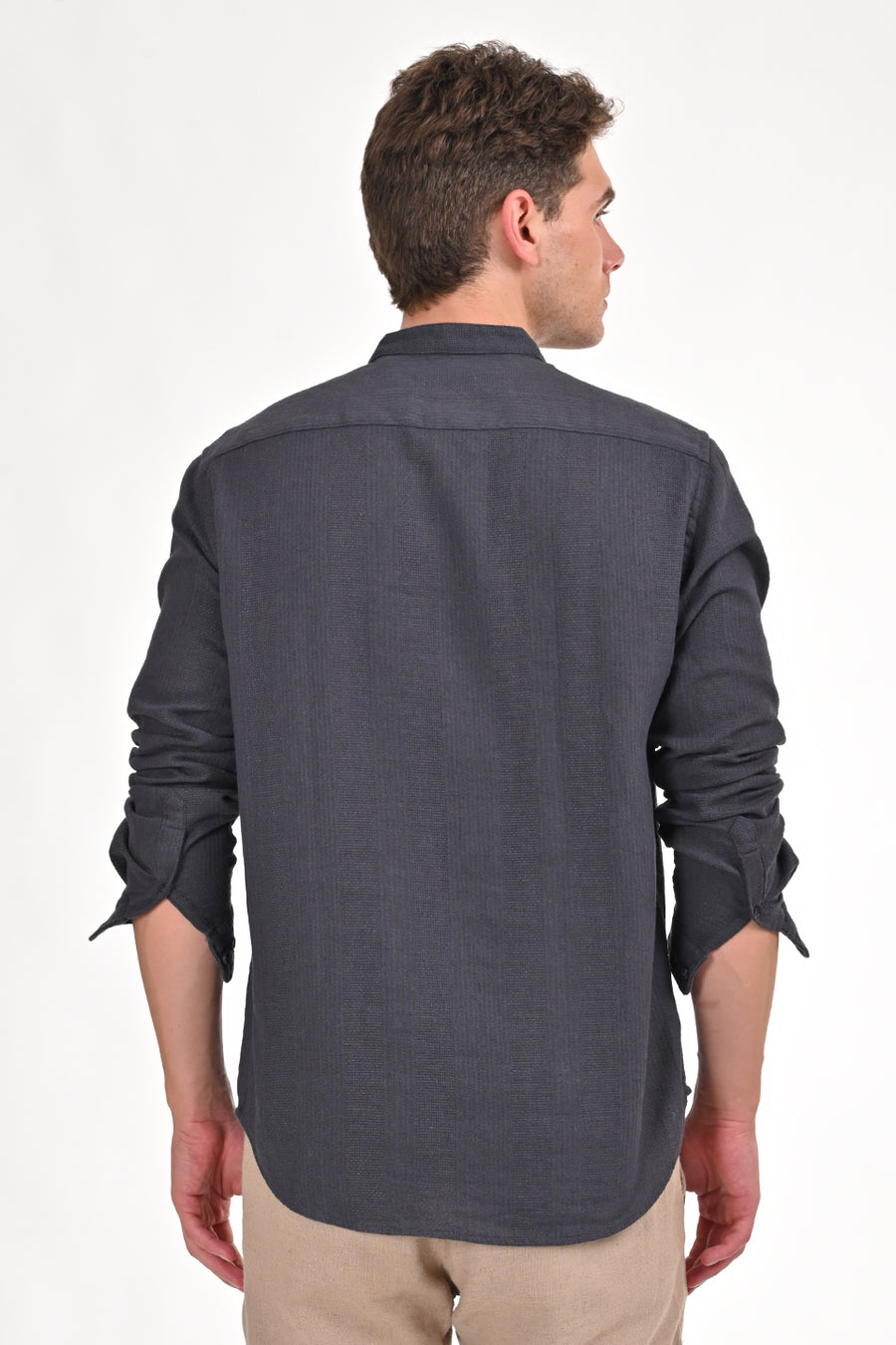 Ruby - Textured Solid Kurta Shirt - Grey