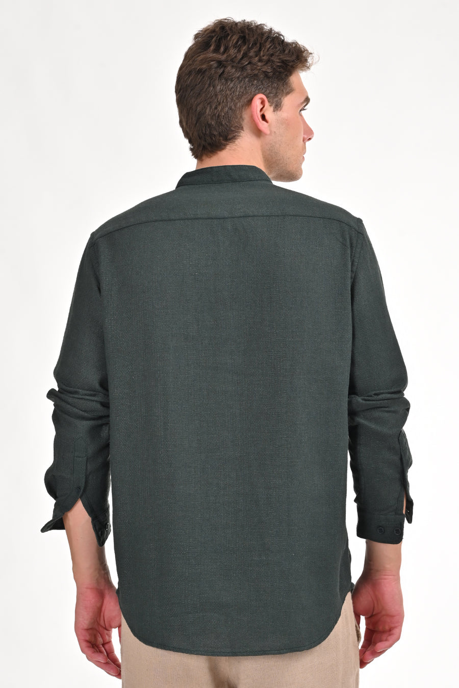 Ruby - Textured Solid Kurta Shirt - Green