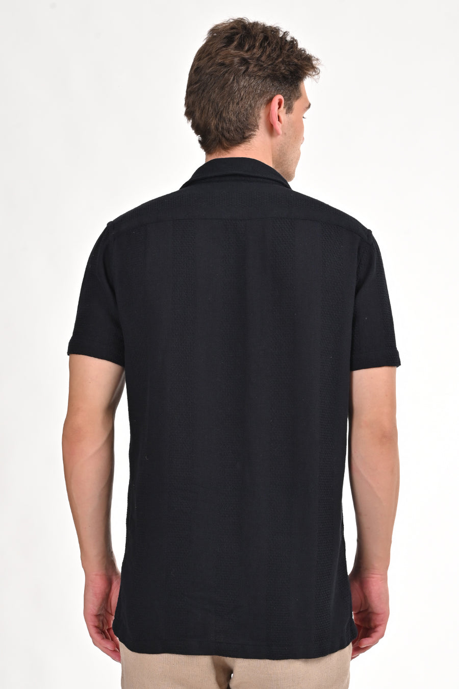 Khalil - Cotton Dobby Solid Shirt - Black