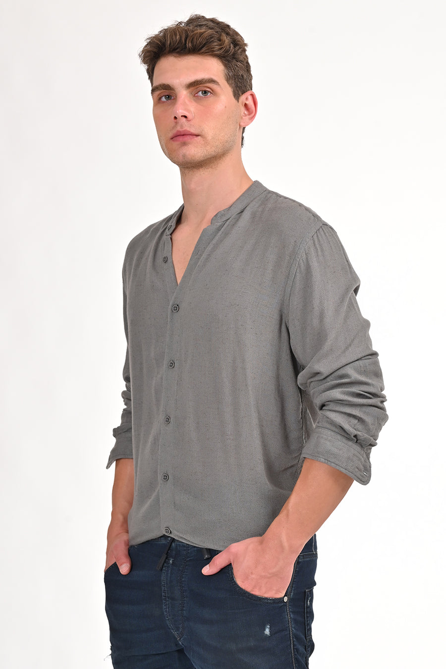 Hadlee - Viscose Linen Solid Shirt - Dk Grey