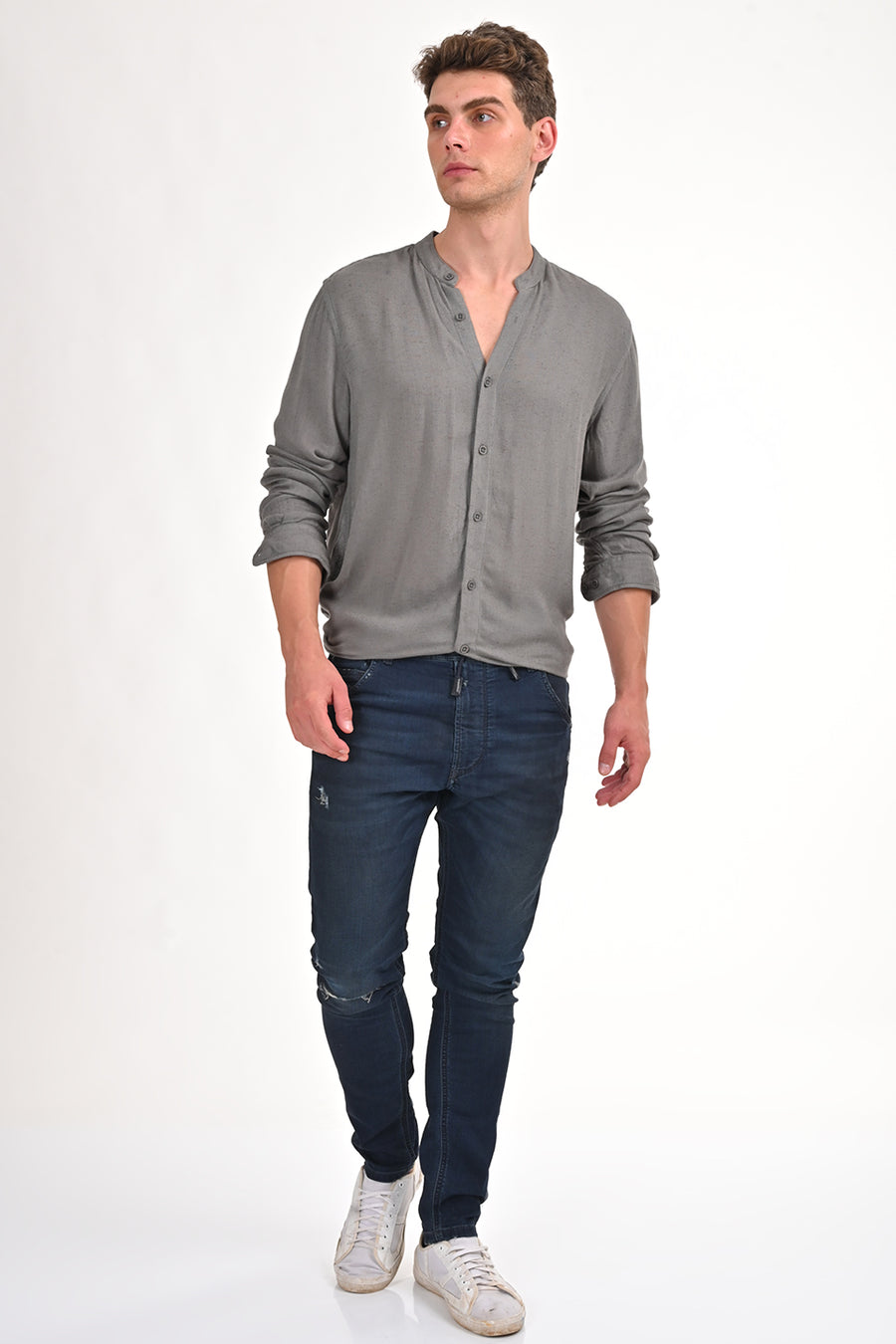 Hadlee - Viscose Linen Solid Shirt - Dk Grey