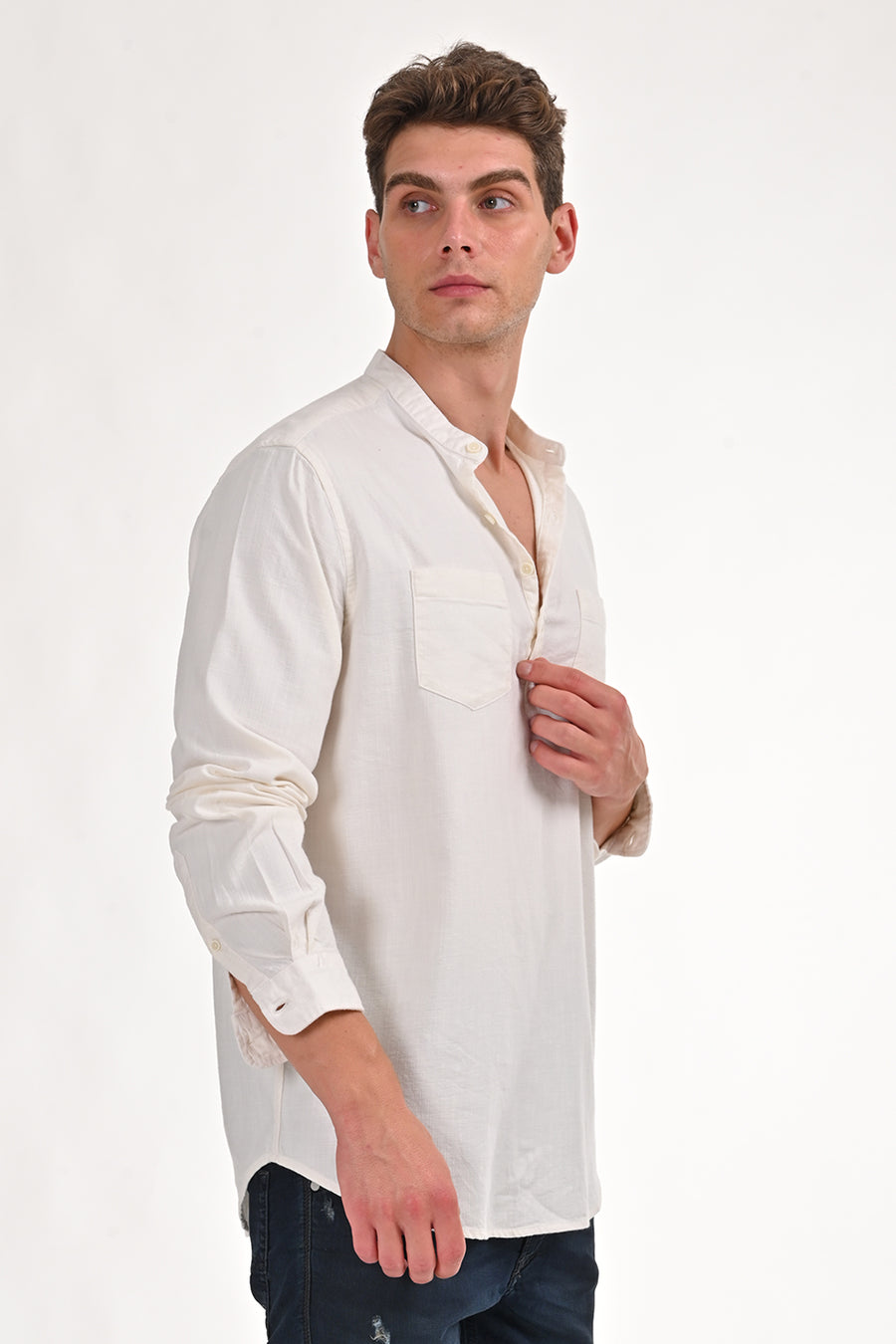 Lock - Cotton Viscose Kurta Shirt - Off White