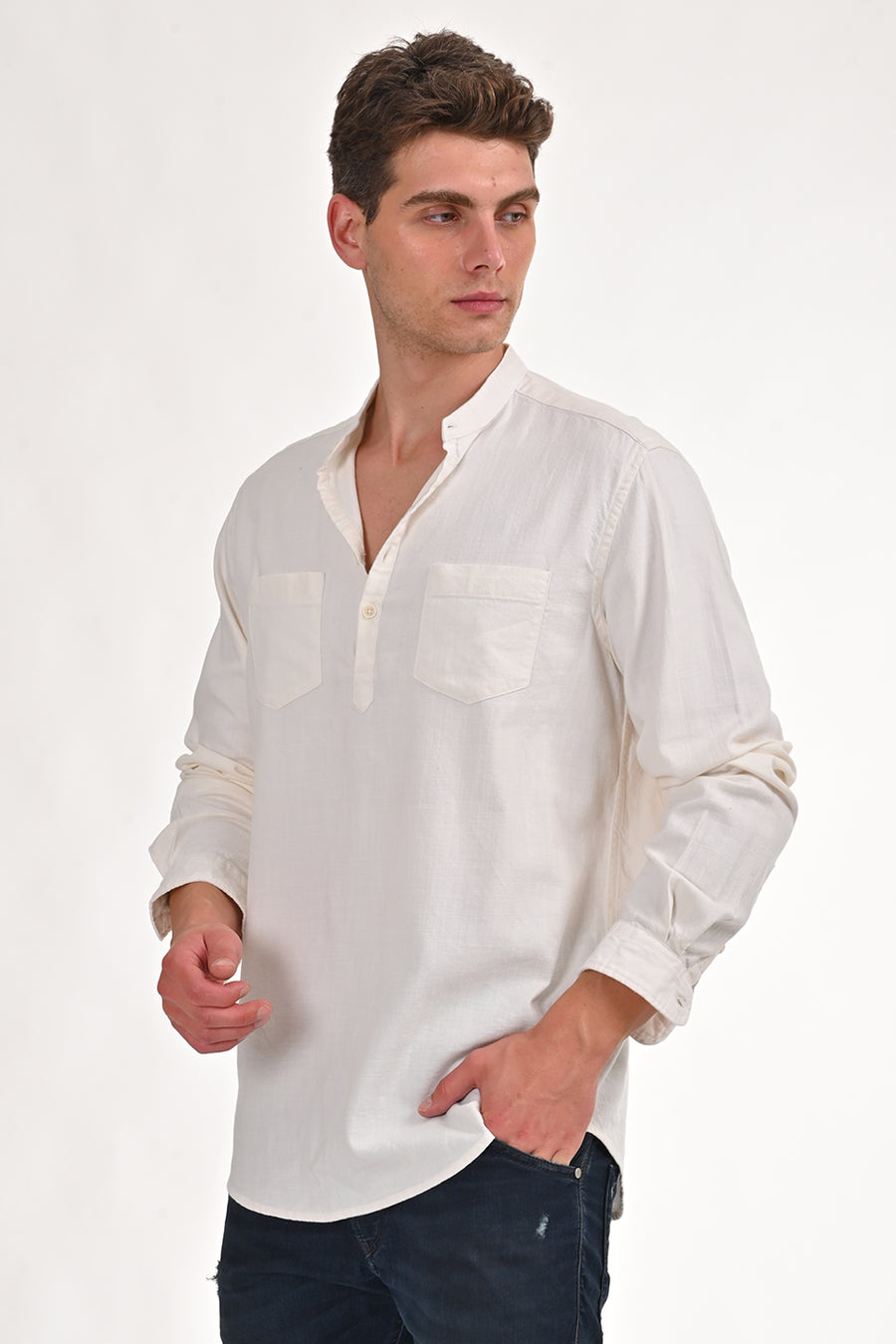 Lock - Cotton Viscose Kurta Shirt - Off White