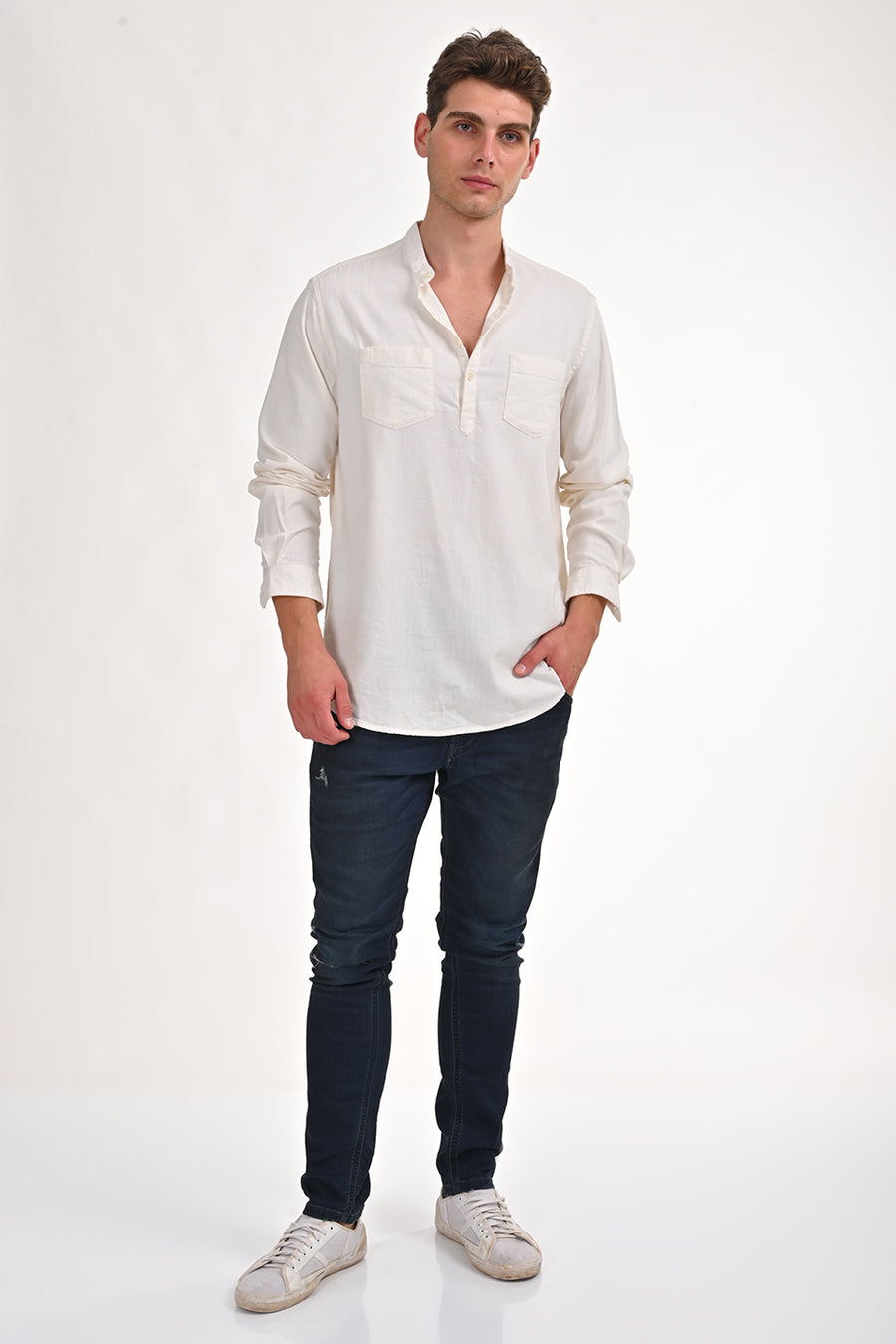 Lock - Cotton Viscose Kurta Shirt - Off White