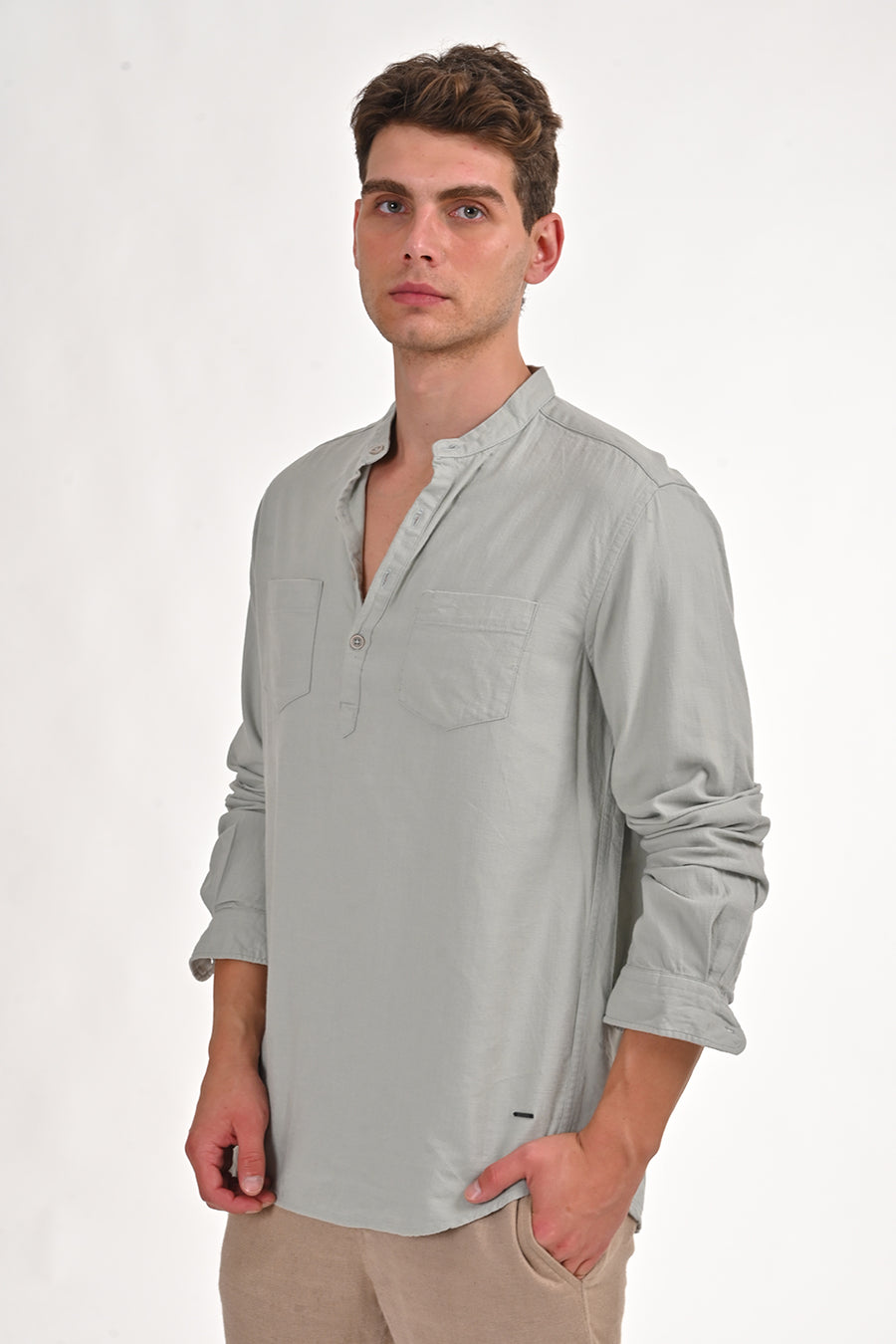 Lock - Cotton Viscose Kurta Shirt - Pista