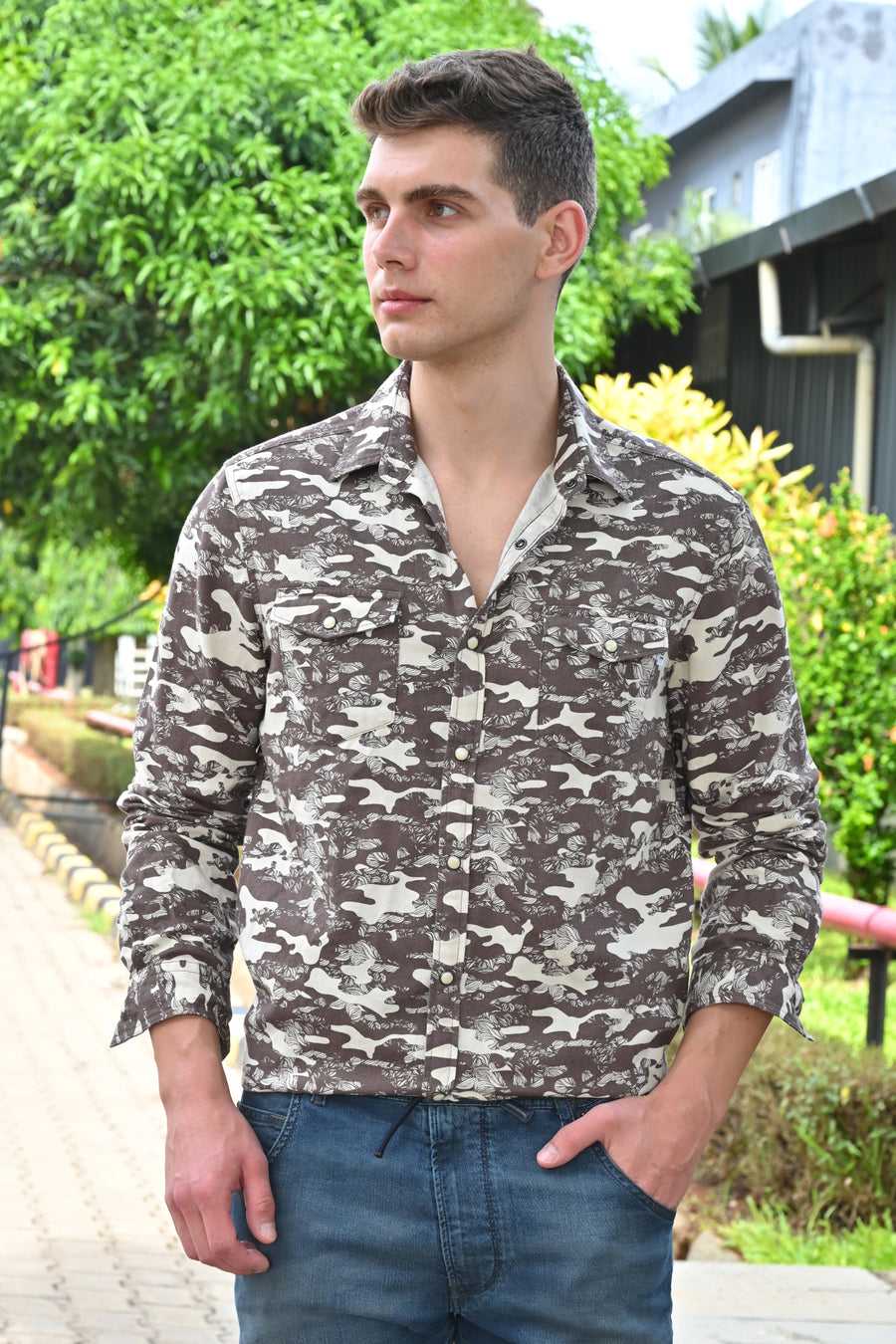 Genesis - Abstract Printed Shirt - Chocolate