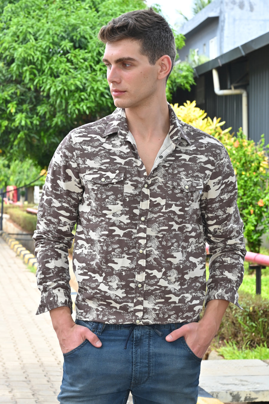 Genesis - Abstract Printed Shirt - Chocolate