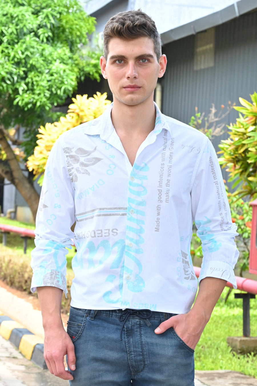 Yemen - Cotton Printed Shirts - Blue