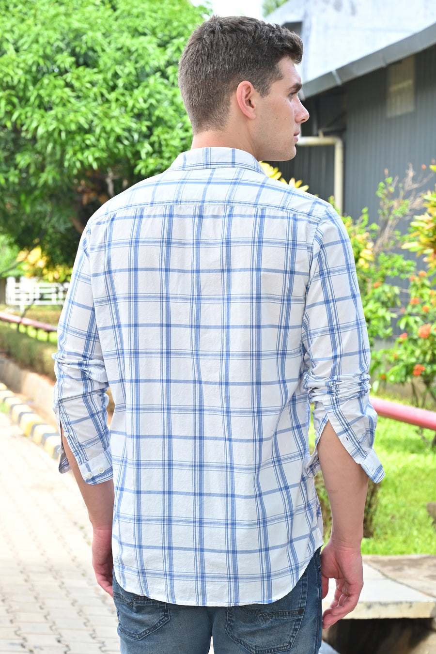 Benjamin - Soft Cotton Check Shirt - White