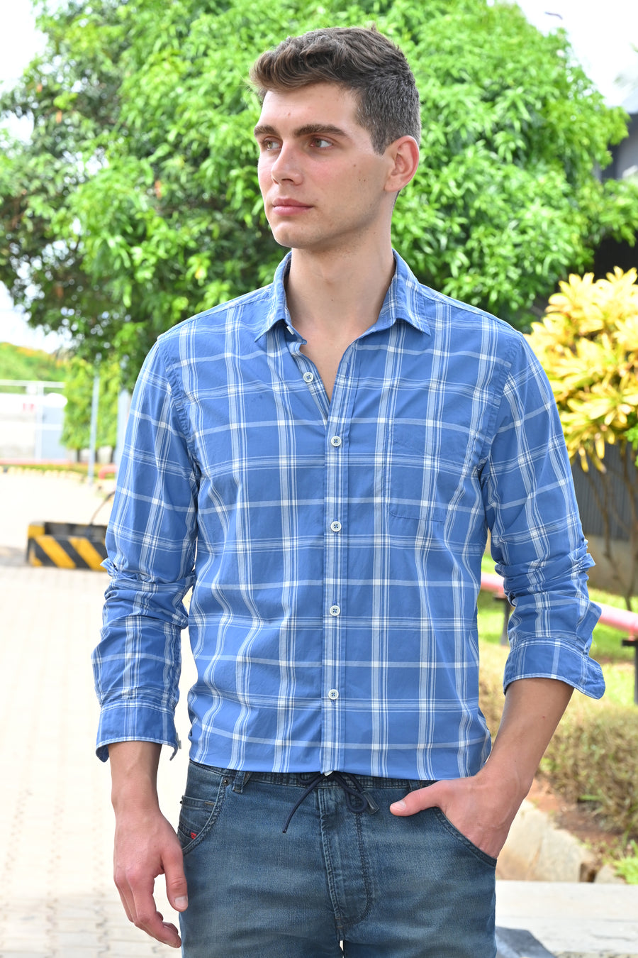 Benjamin - Soft Cotton Check Shirt - Blue