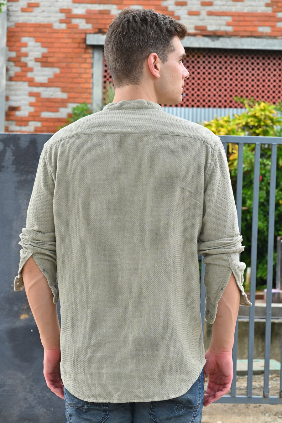 Joshua - Textured Kurta Pocketed Shirt - Pista