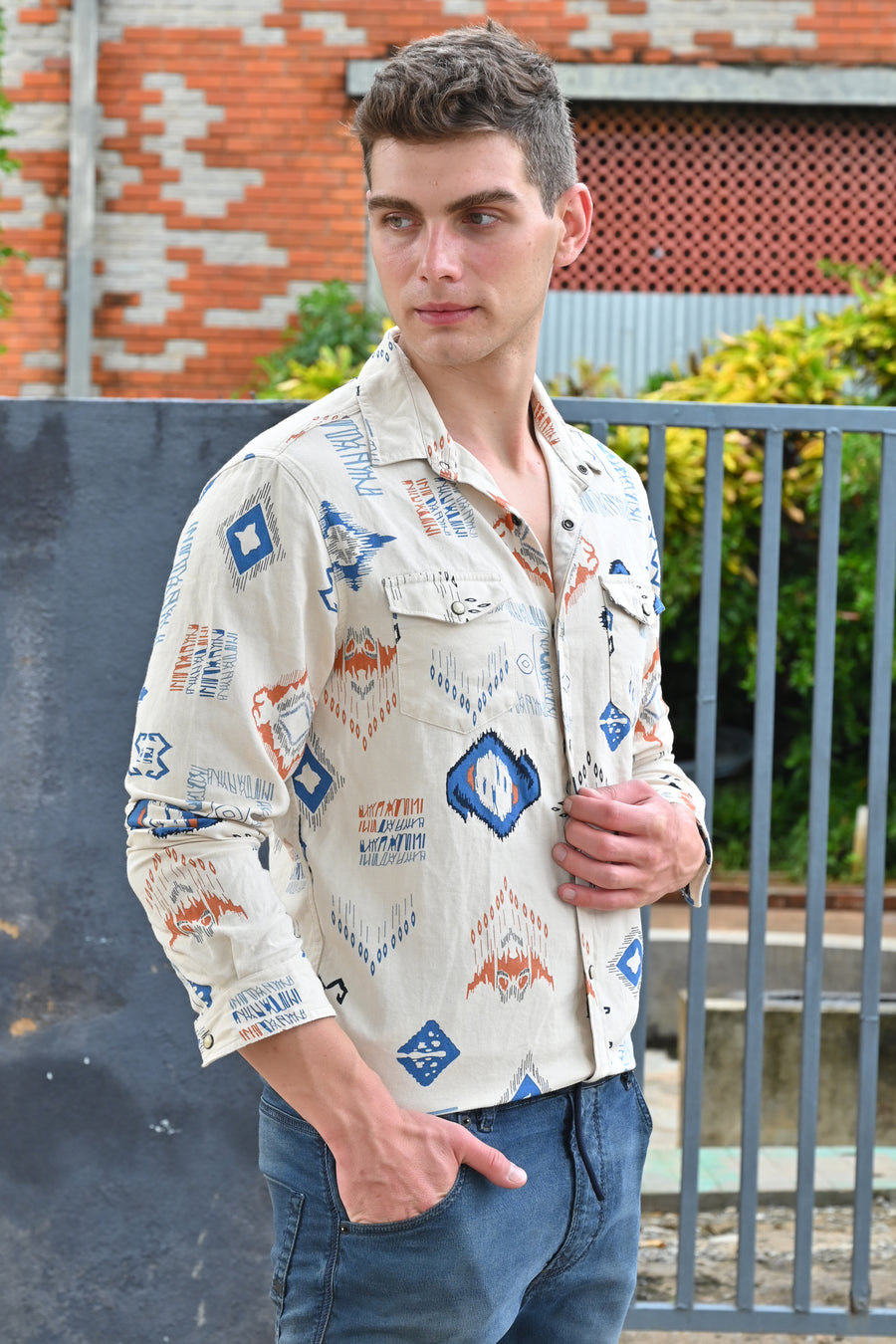 Jordan - Abstract Printed Shirt - Blue