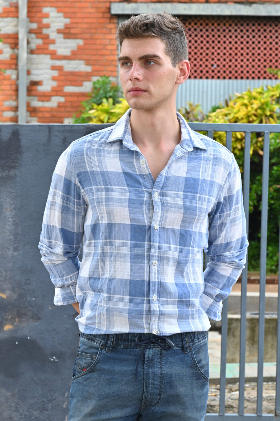 Maxwell - Cotton Check Shirt - Blue