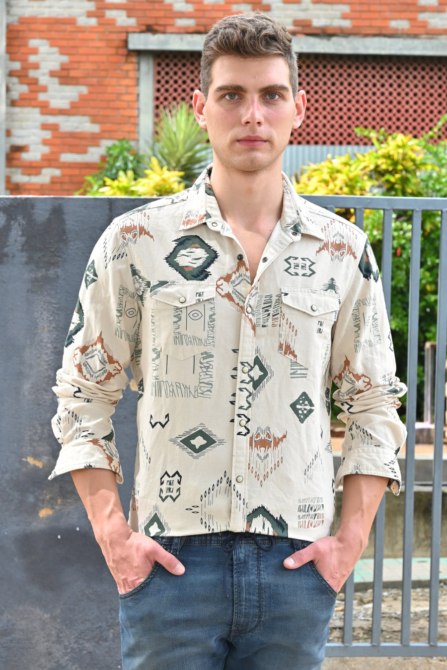 Jordan - Abstract Printed Shirt - Green