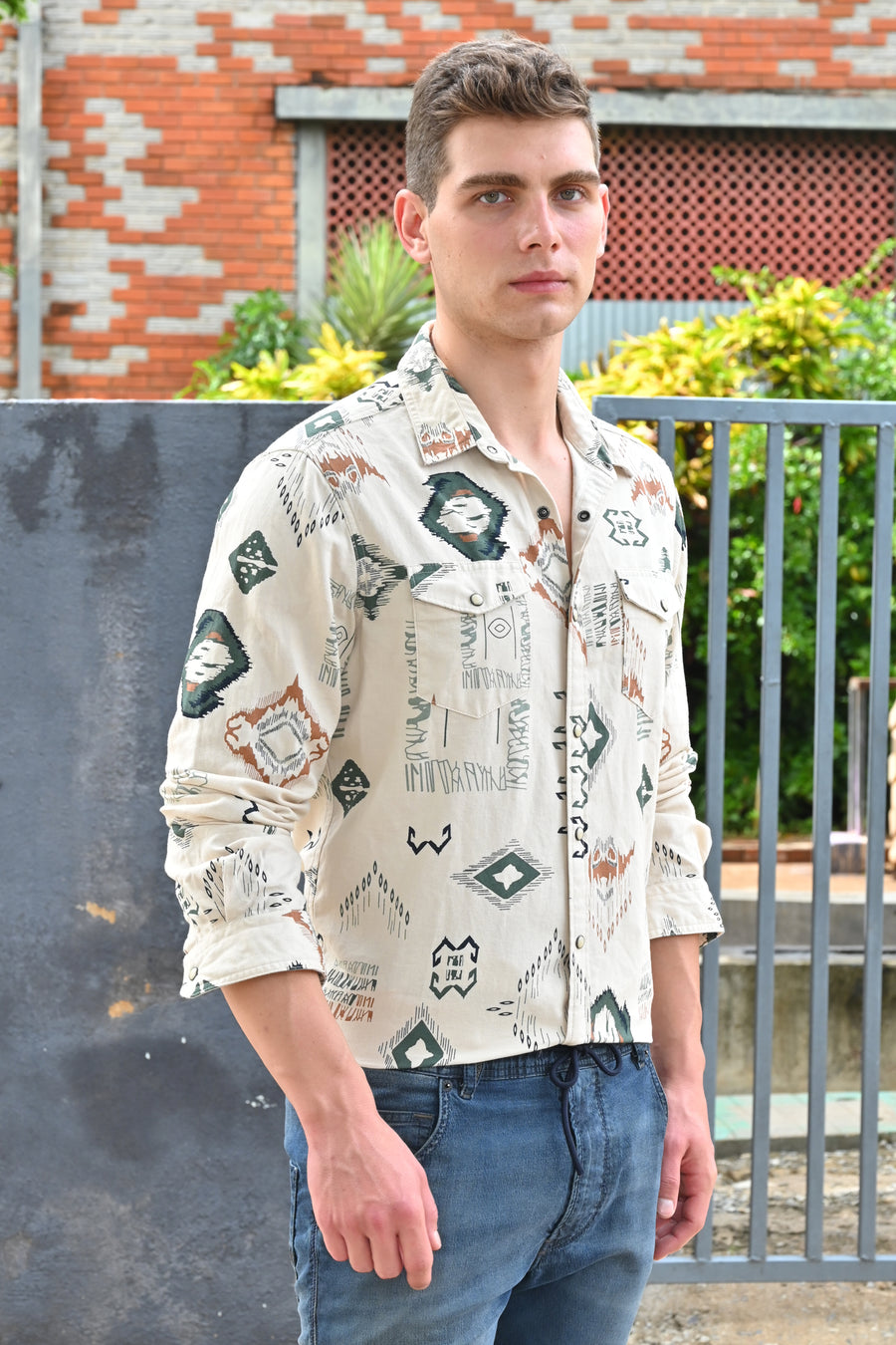 Jordan - Abstract Printed Shirt - Green