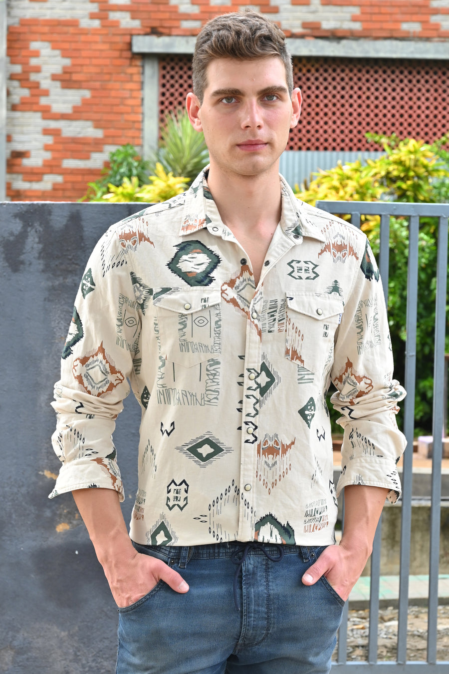 Jordan - Abstract Printed Shirt - Green