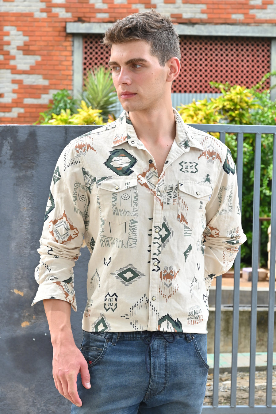 Jordan - Abstract Printed Shirt - Green