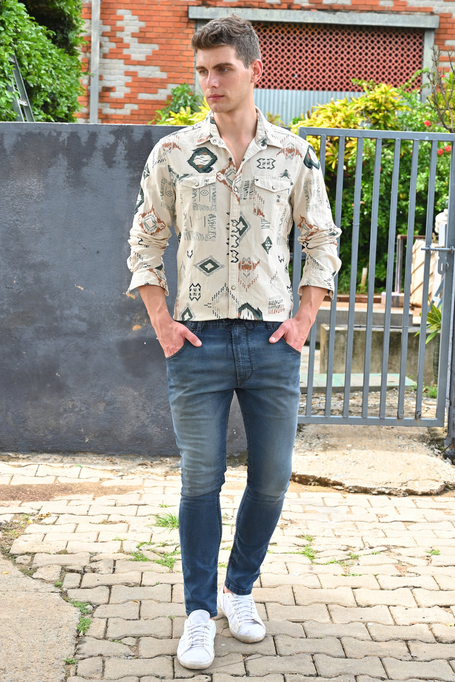 Jordan - Abstract Printed Shirt - Green