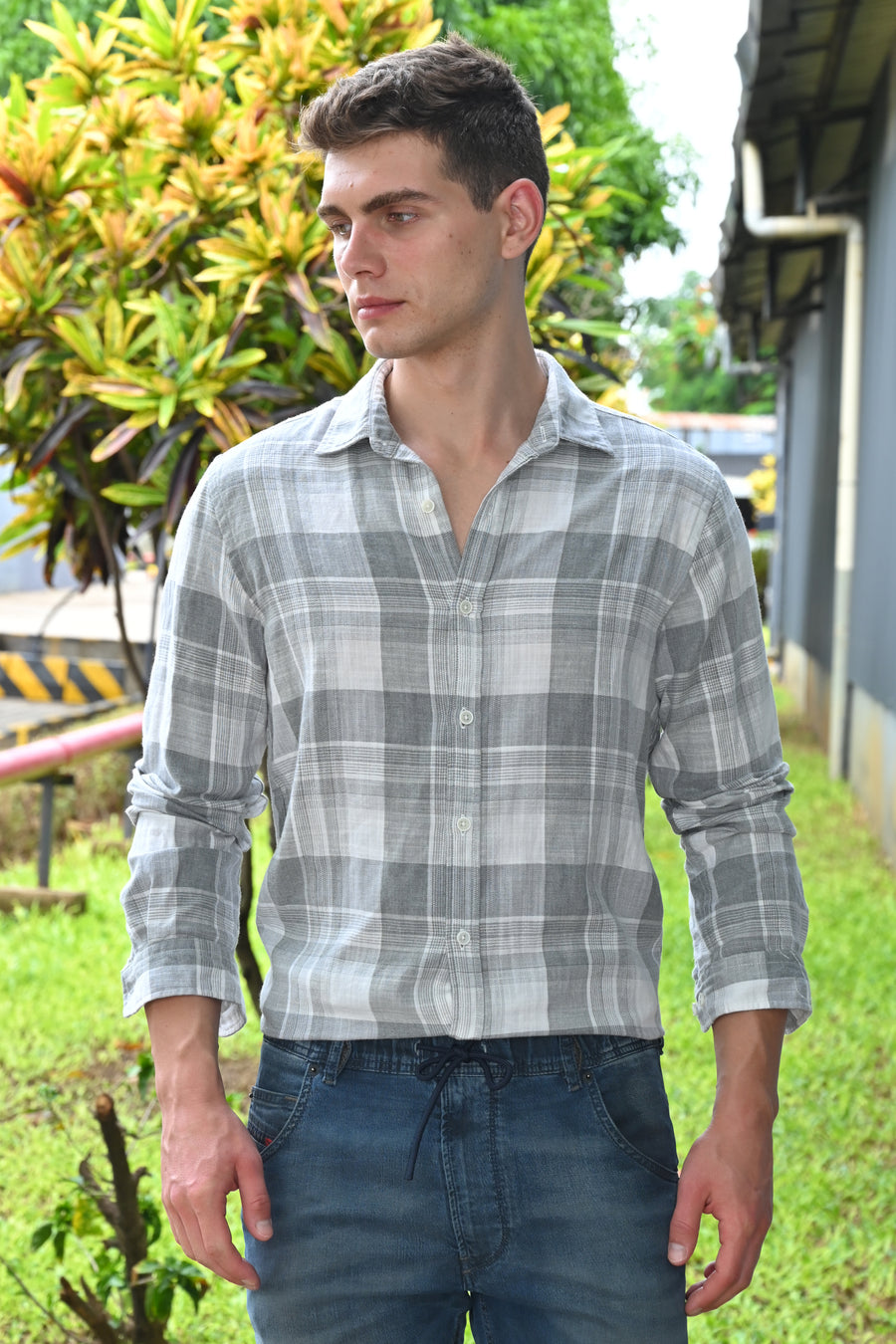 Maxwell - Cotton Check Shirt - Grey