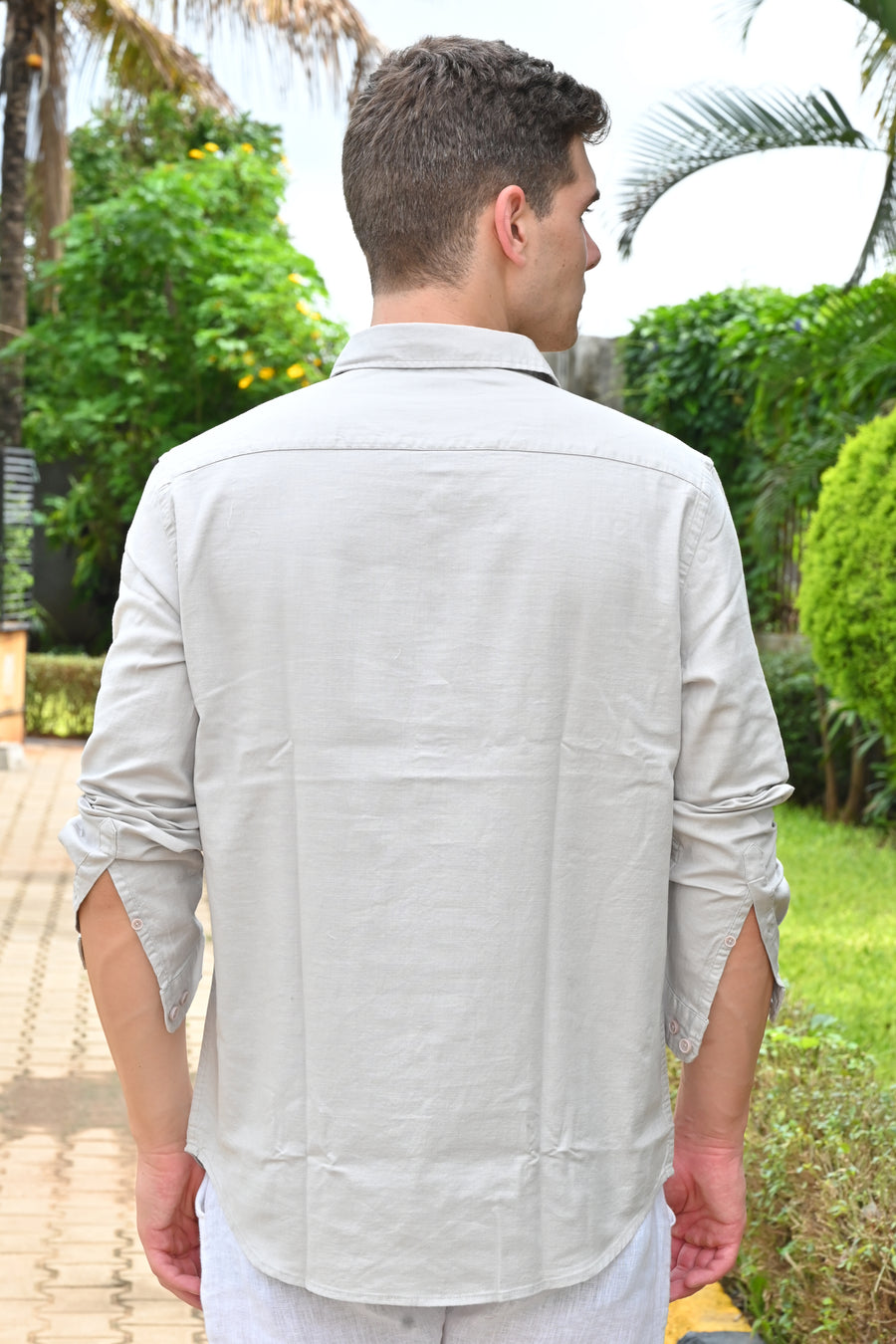 Web - Cotton Slub Kurta Shirt - Lt Grey