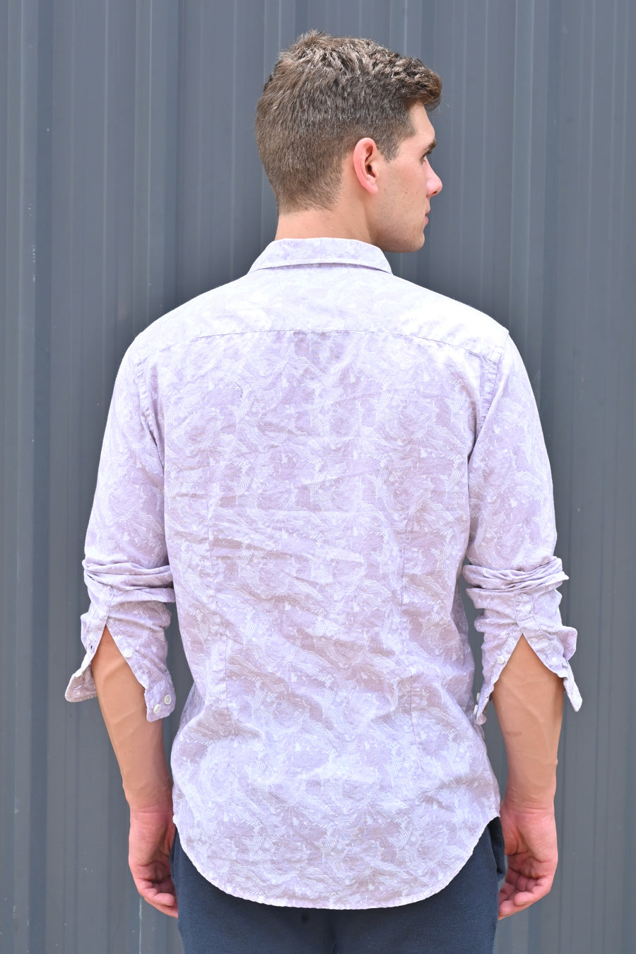 Classic - Cotton Linen Printed Shirt - Lavender