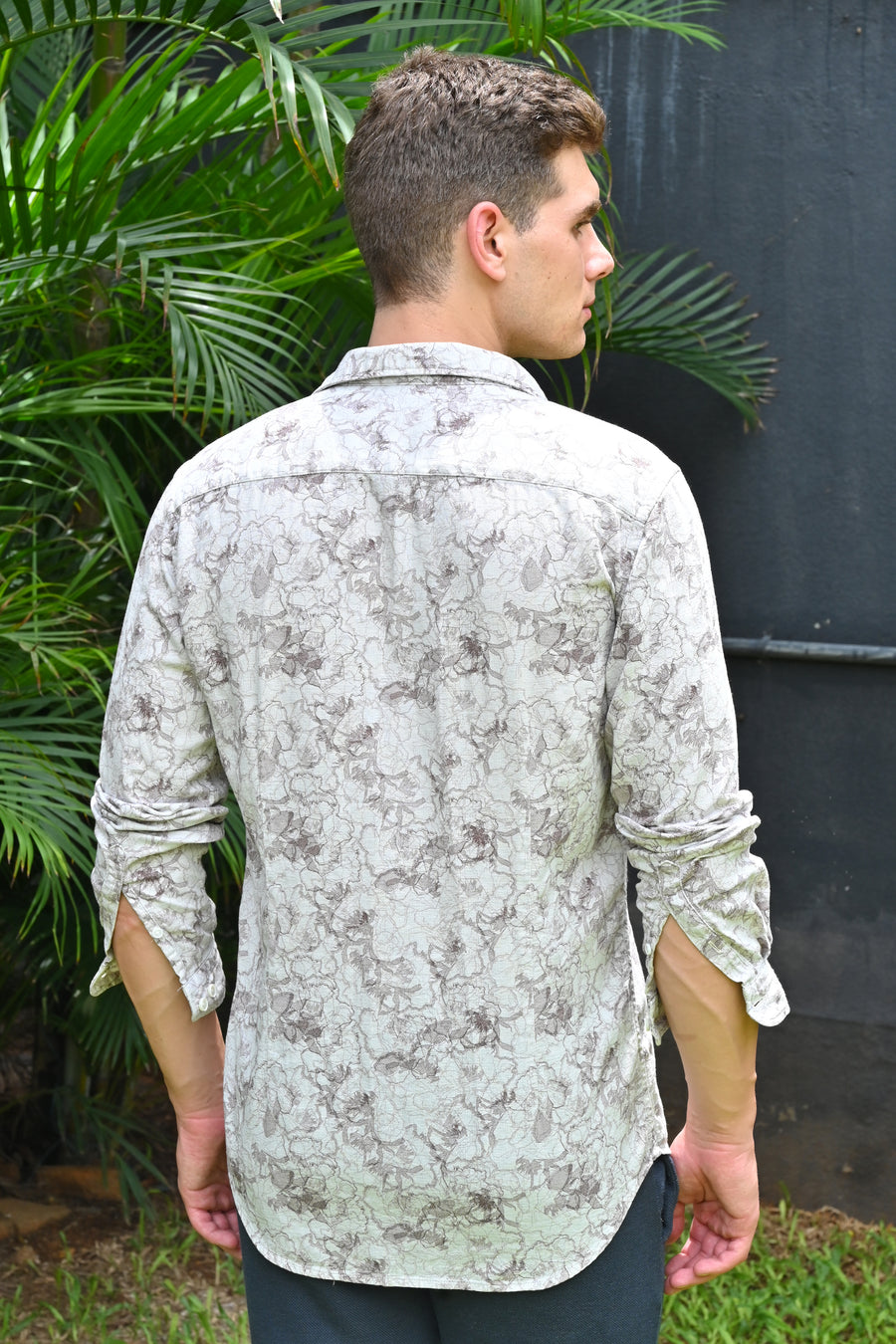 Colby - Dobby Printed Shirt - Off White