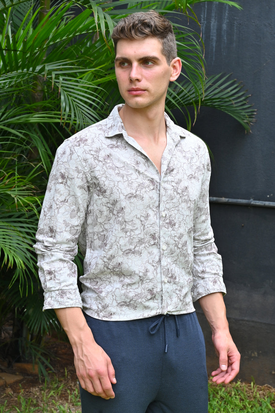 Colby - Dobby Printed Shirt - Off White