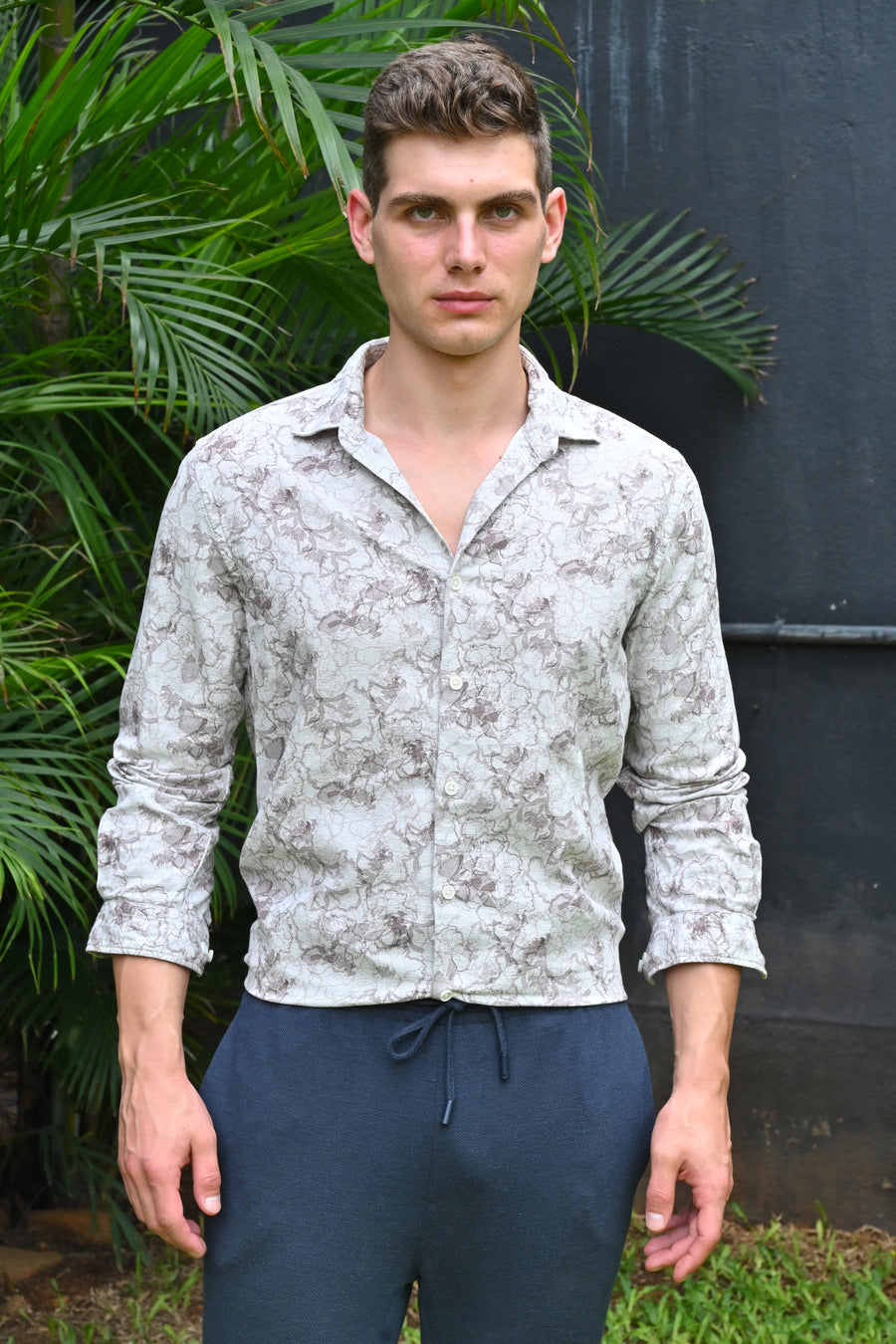 Colby - Dobby Printed Shirt - Off White