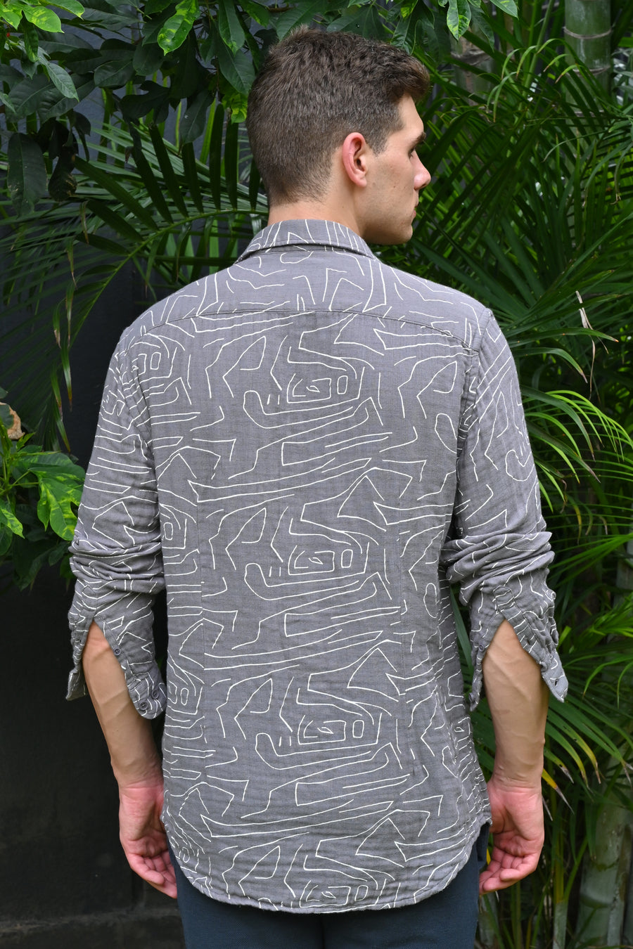 Barak - Double Layered Printed Shirt - Grey