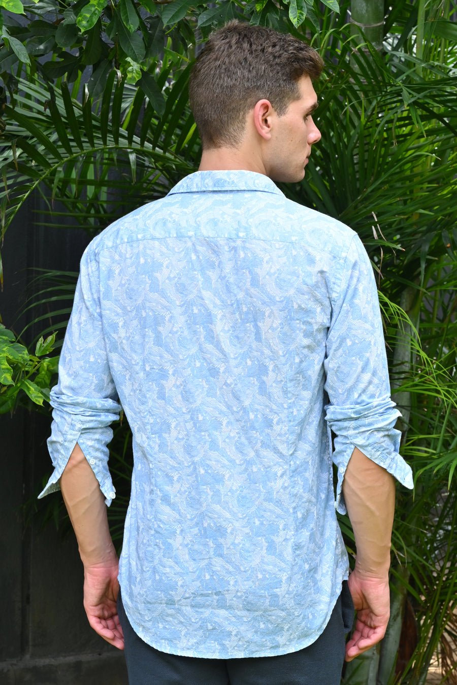 Classic - Cotton Linen Printed Shirt - Blue