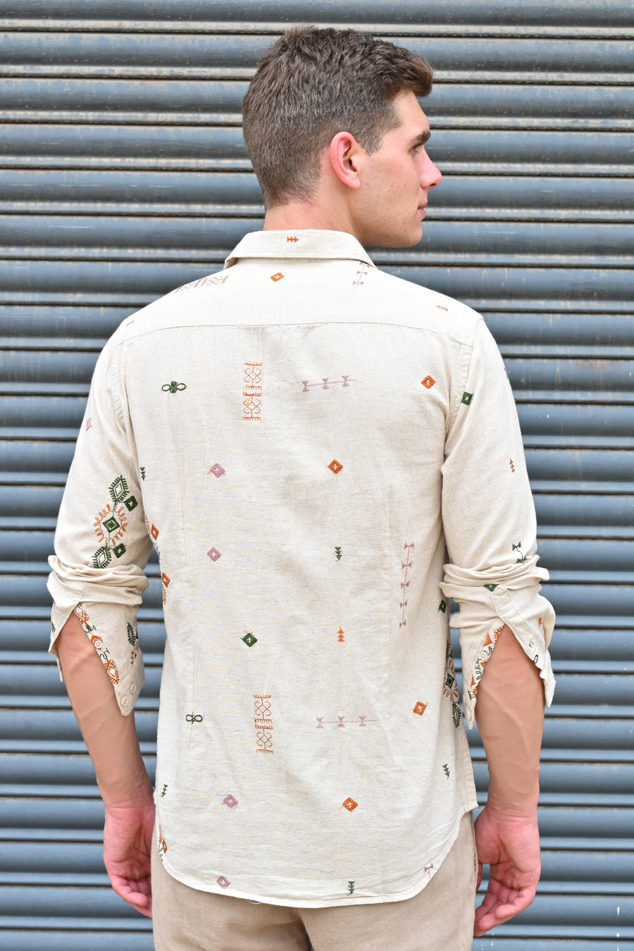 Algar - Abstract Embroidered Shirt - Natural