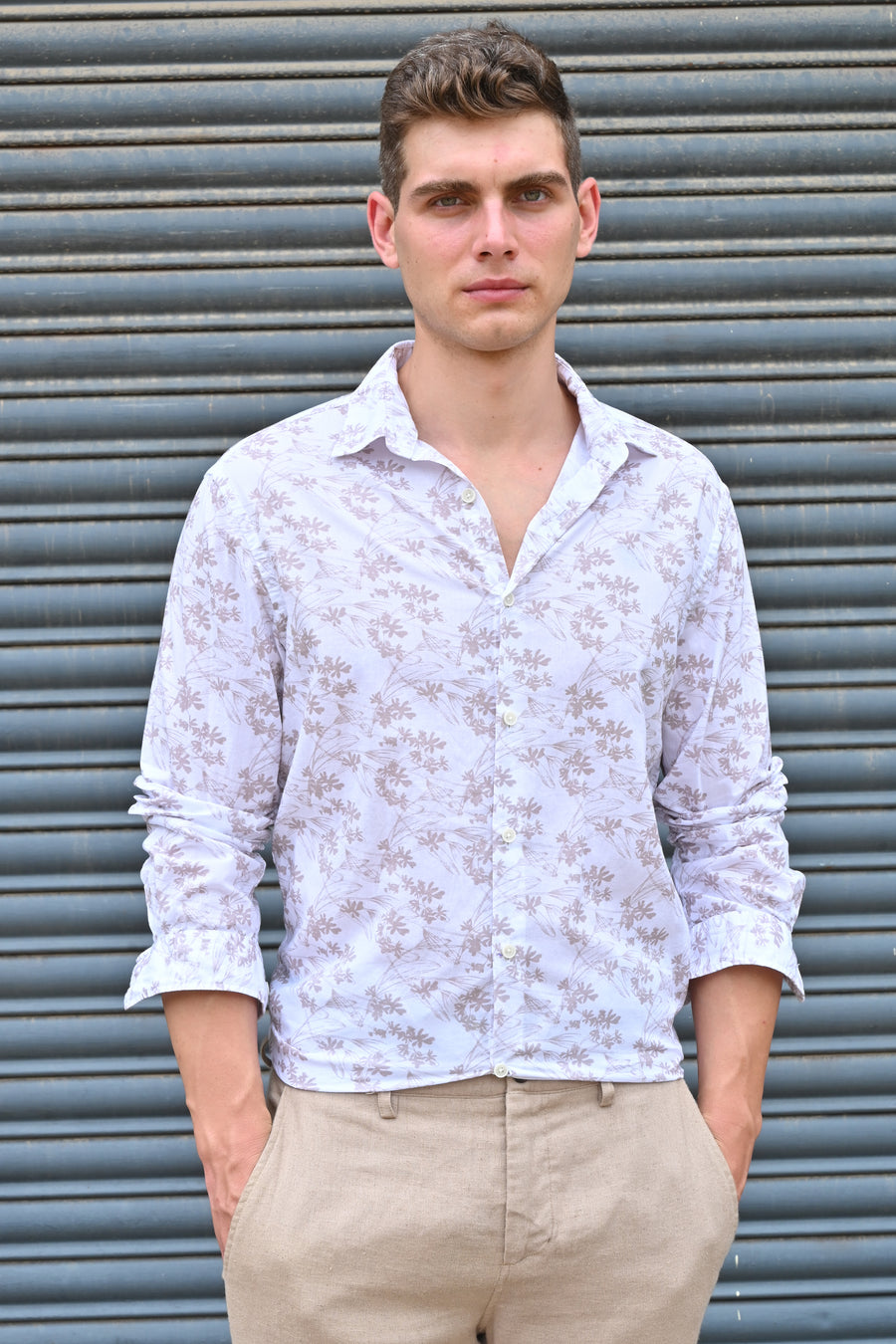 Hector - Floral Printed Shirt - Sand