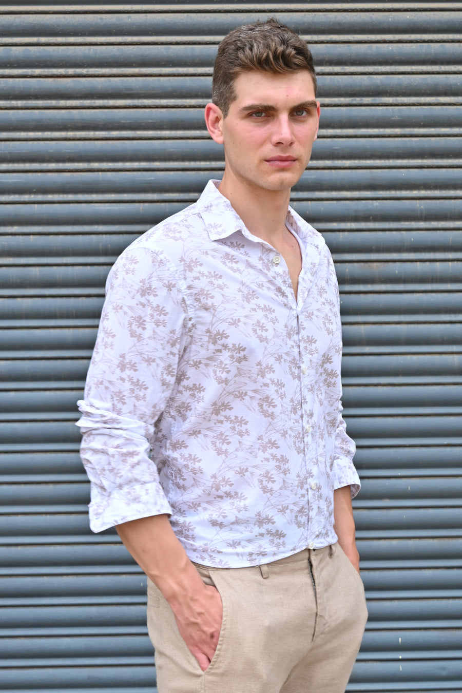 Hector - Floral Printed Shirt - Sand