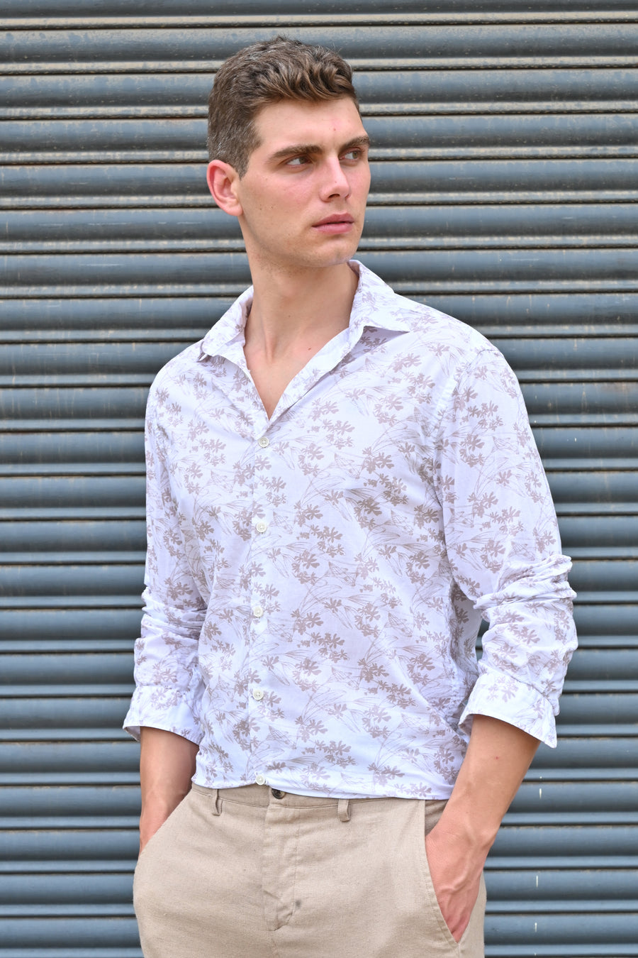 Hector - Floral Printed Shirt - Sand