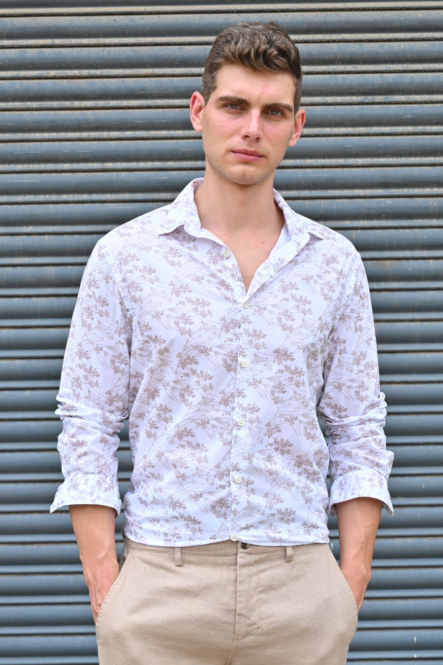 Hector - Floral Printed Shirt - Sand