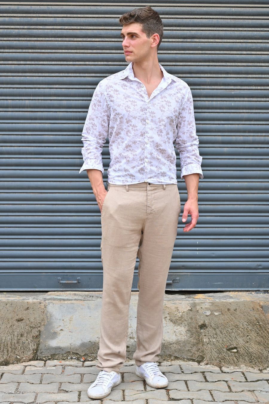 Hector - Floral Printed Shirt - Sand