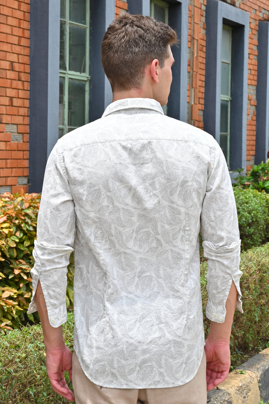 Clark - Waffle Dobby Printed Shirt - White