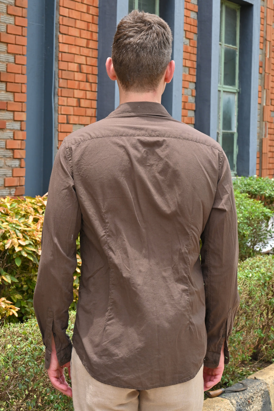 Amin - Crotchet Striped Shirt - Brown